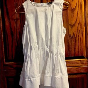 Halogen White Tank, Zip Back, Gathered Waist